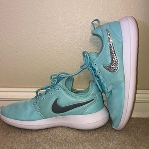 custom blue nike roshe real Swarovski crystals